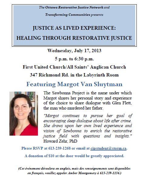 “Justice as Lived Experience: Healing Through Through Restorative Justice” with Margot van Sluytman